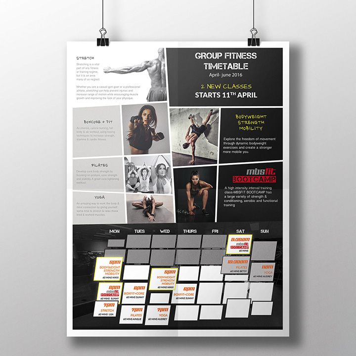 Timetable Poster Print Design MBSGYM